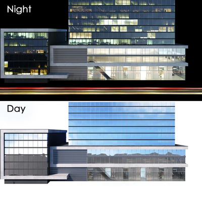 Office building. Day Night | Light traces — Ver 4