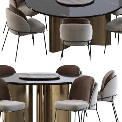Modern Baron Sea Foam Dining Chair and Round table — Ver 4