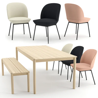 Oslo chair + Linear wood table + bench by MUUTO — Ver 1