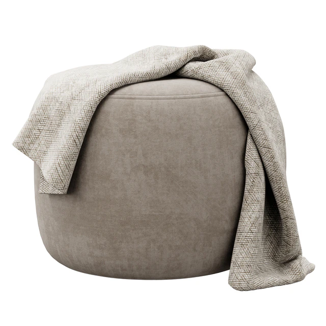 Wide Velvet Round Footstool Ottoman by Gardeco — Скачать