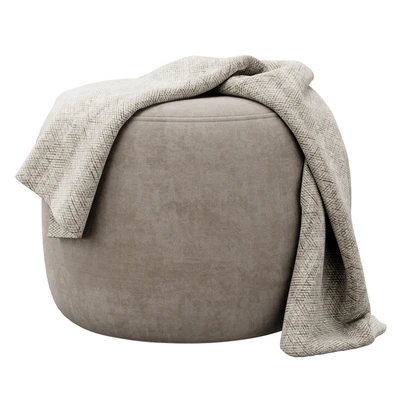 Wide Velvet Round Footstool Ottoman by Gardeco — Вид 4