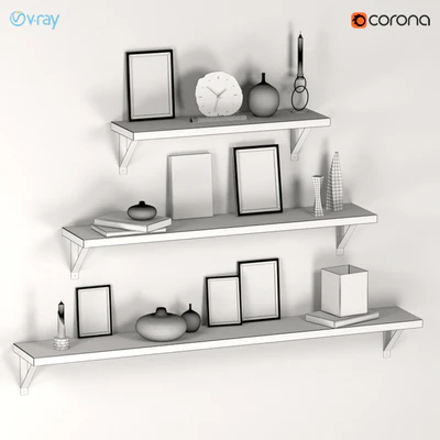 Decorative set of three shelves with filling. — Ver 3
