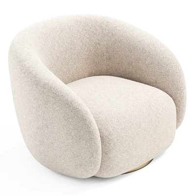 EICHHOLTZ Swivel Armchair BRICE Boucle Cream — Ver 6