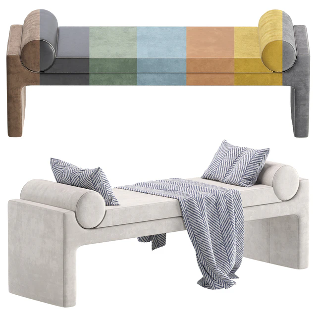 Coco Republic Bleecker Bench Velvet and Leather 8 set — Descargar