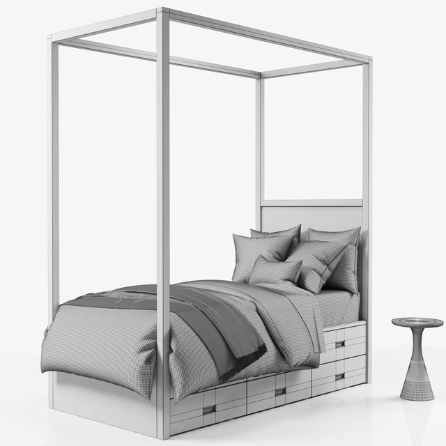 Avalon Canopy Bed with Trundle — Скачать
