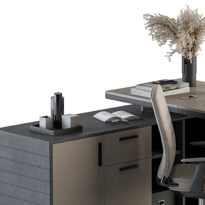Boss Desk Cream and Black - Office Furniture 255 — Ver 3