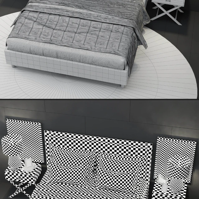 Bed TOV Furniture Reed Navy Velvet Tufted — Descargar