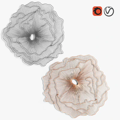 Poppy Flower Wall Art Copper & Silver/Black — Вид 1