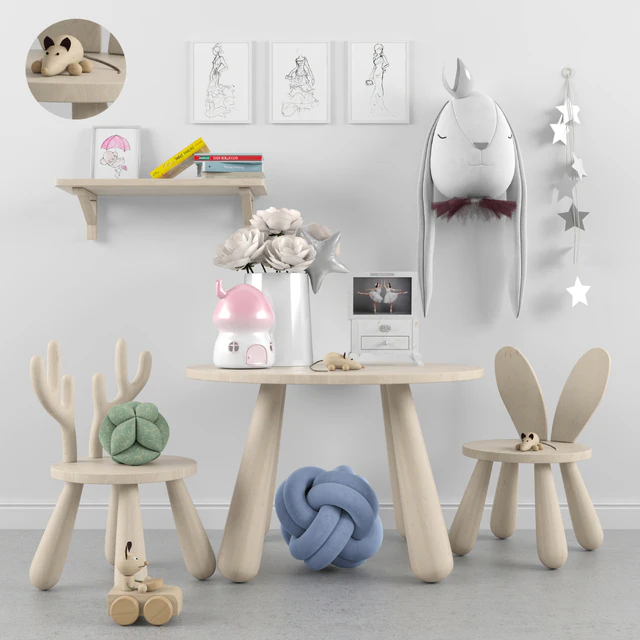 Decor for a children's room with toys 2. Table, chair — Descargar