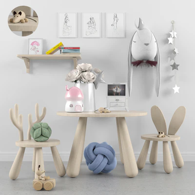Decor for a children's room with toys 2. Table, chair — Ver 1