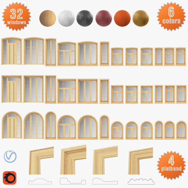 A set of windows from the array of panoramic, arched — Descargar