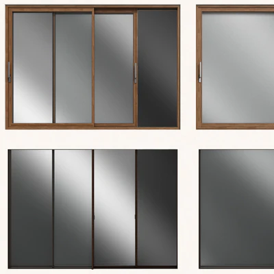 Sliding stained glass wooden windows & doors — Ver 4