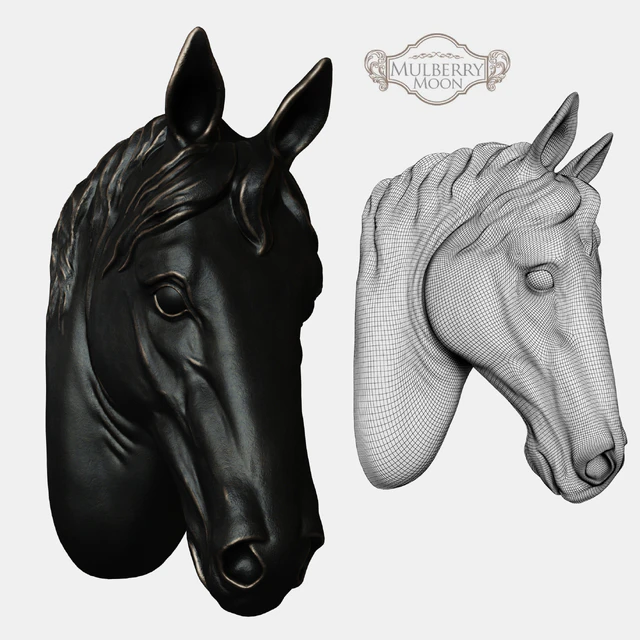 Large Black Horse Head Wall Sculpture — Descargar