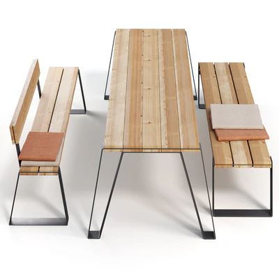 Outdoor furniture VONK table and benches — Ver 5