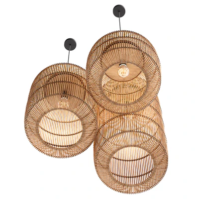 Wabi-Sabi Style Pendant Lights Chinese Rotan Chandeliers — Ver 4