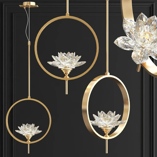 Pendant lamp Crystal Lotus Flower Lotus flower Clear Glass pendant lamp B — Descargar