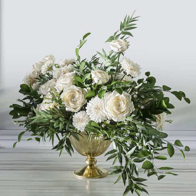 Flower Set 053 White Rose Dahlia Big bouquet — Descargar