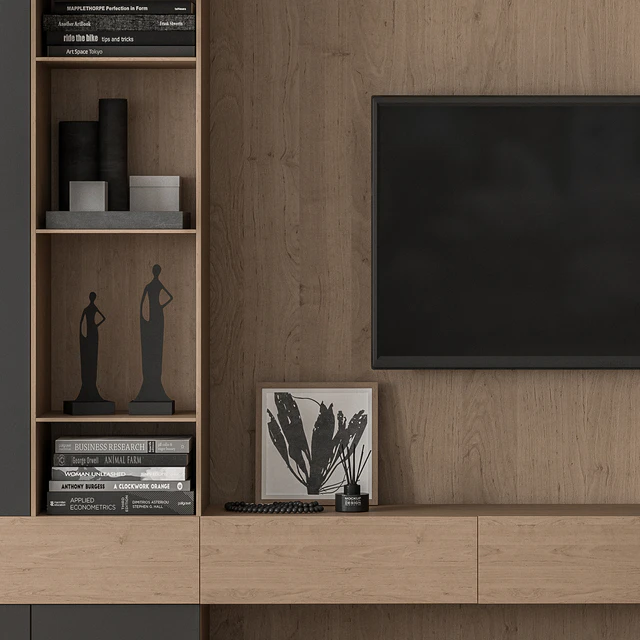 TV Wall Black and Wood - Set 35 — Descargar