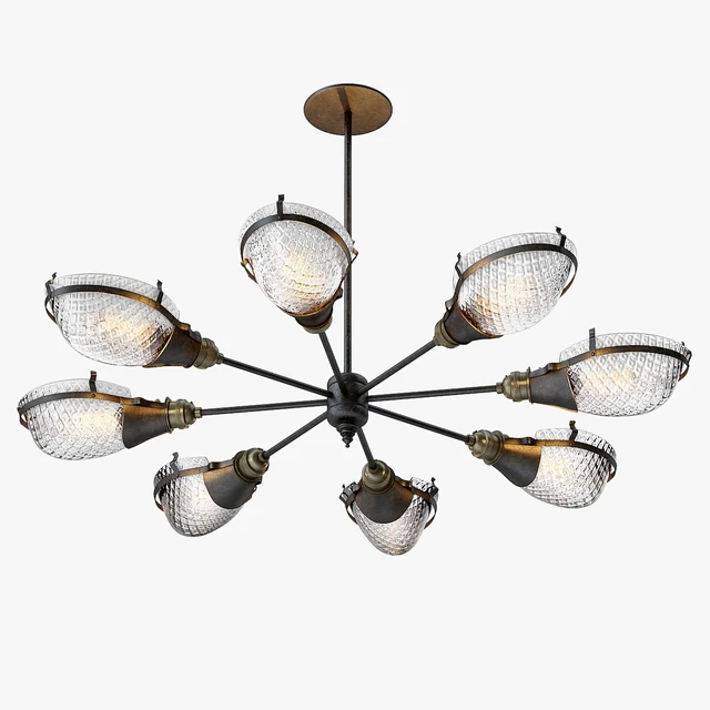 Early Style Quilted Glass Operating Room Light Chandelier — Descargar