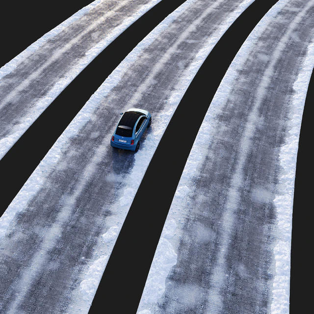 Snowy road. Editable — Descargar
