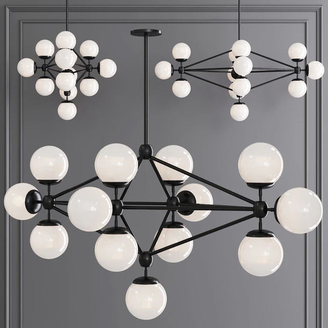 Modo Diamond Chandelier 13 Globes Black and Cream Glass — Descargar