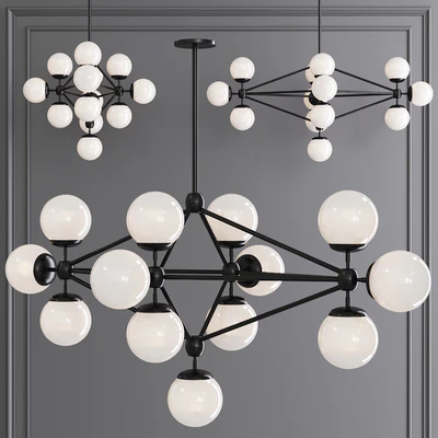 Modo Diamond Chandelier 13 Globes Black and Cream Glass — Ver 1