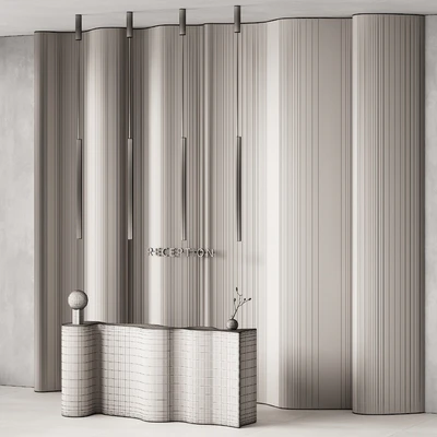 379 office furniture 17 reception desk 12 double wave with plant — Ver 5