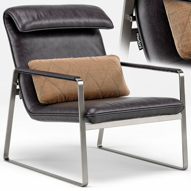 Industrial Chic Emilio Brown Leather Lounge Chair — Descargar