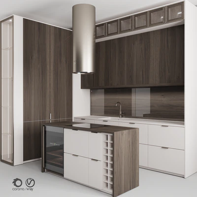 Kitchen No. 100 "Dark Wood and Beige" — Ver 4