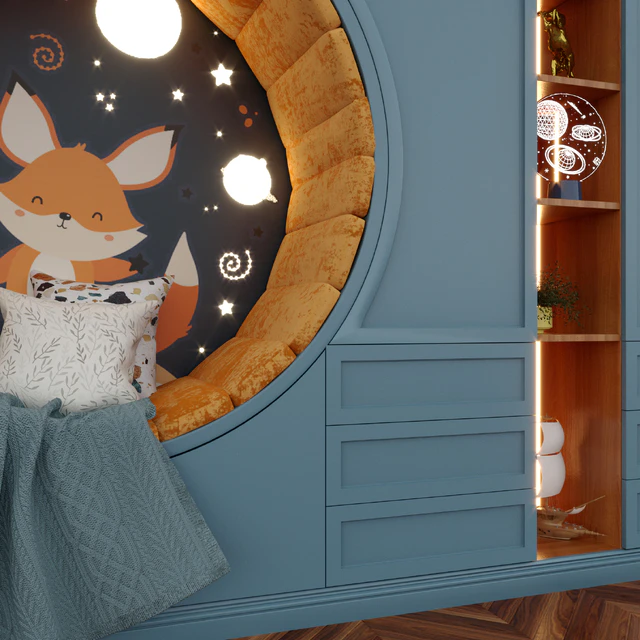 Wardrobe with a seat for a childrens room — Descargar