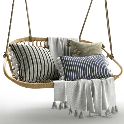 Hanging Rattan Bench Serena & Lily — Вид 1