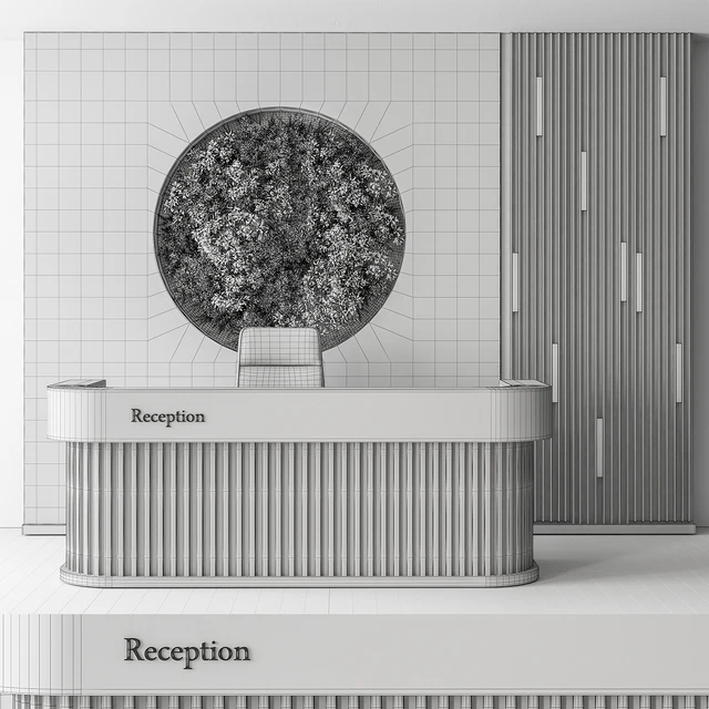 Reception Desk and Wall Decor with vertical Garden - Office Set 312 — Descargar