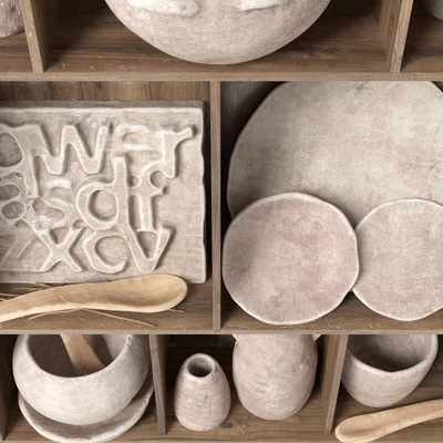 Dishes clay rack n3 / Rack with clay dishes — Ver 5
