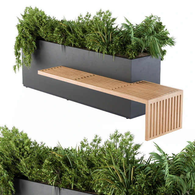 Urban Furniture / Architecture Bench with Plants Box03 — Descargar