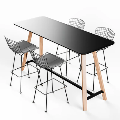 Knoll Bertoia Barstool Rockwell Unscripted Tall Table — Ver 3