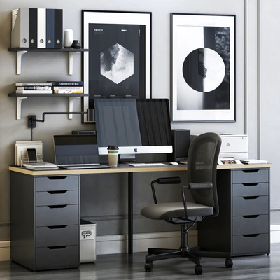 IKEA ALEX workplace with FLINTAN chair — Ver 1