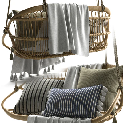 Hanging Rattan Bench Serena & Lily — Вид 3