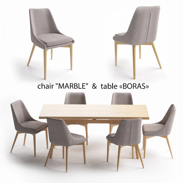 Столовый набор, стол Boras, стул Marble — Скачать
