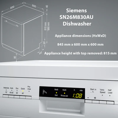 SN26M830AU SIEMENS speedMatic Dishwasher — Вид 2
