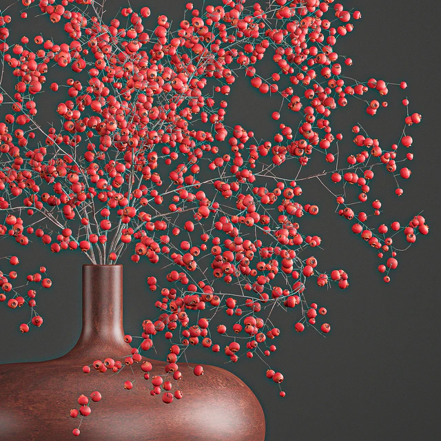 Bouquet 97. Branches, berries. Branches, berries, vase, natural decor, red — Descargar
