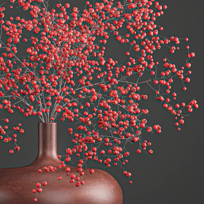 Bouquet 97. Branches, berries. Branches, berries, vase, natural decor, red — Ver 5