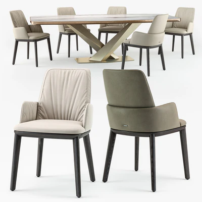 Cattelan Italia Belinda armchair Stratos table set — Ver 3
