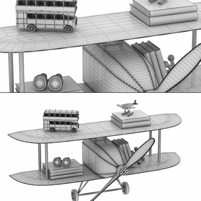 VINTAGE AIRPLANE METAL SHELF — Ver 3