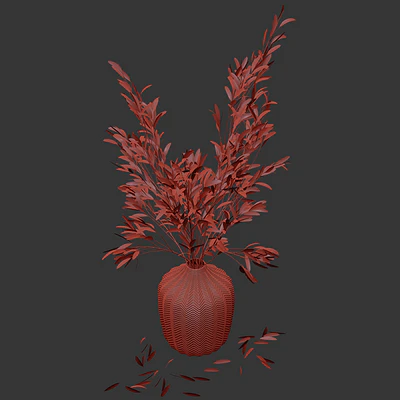 Olive stems in green glass vase — Ver 3