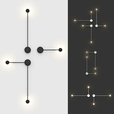 Wall Vibia Pin lamps (4 colors, 4 options of placement). — Ver 1