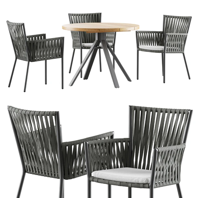 Outdoor garden wicker woven dining set Skyline design Bowline — Descargar