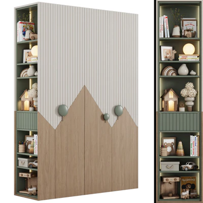 Modular children's wardrobe "Mountains" in a modern style 08 — descargar