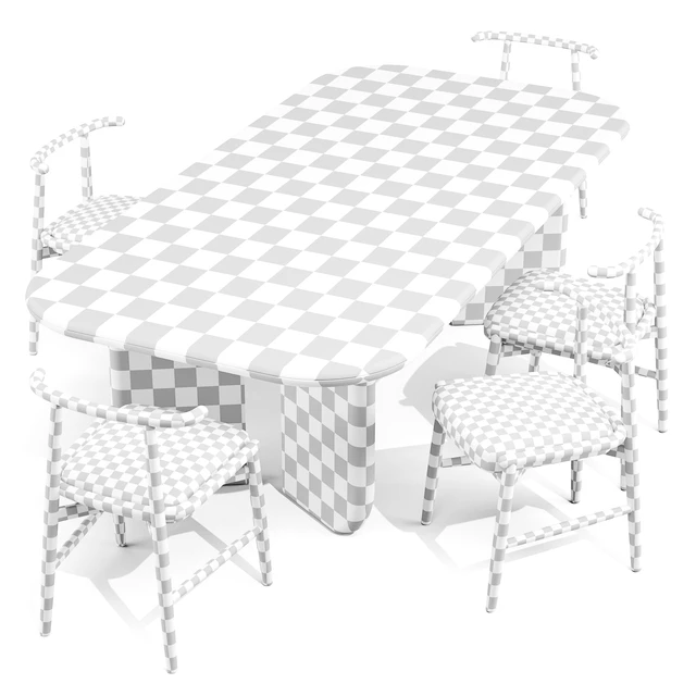 Dining Set: Meridiani (Italo Table and Emilia Chairs) — Скачать