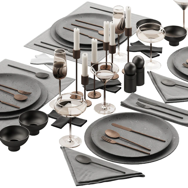 065 Tableware decor set 03 ceramic bronze black 00 — Descargar