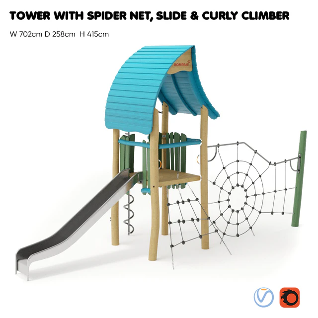 KOMPAN. “TOWER WITH SPIDER NET, SLIDE & CURLY CLIMBER" — Descargar